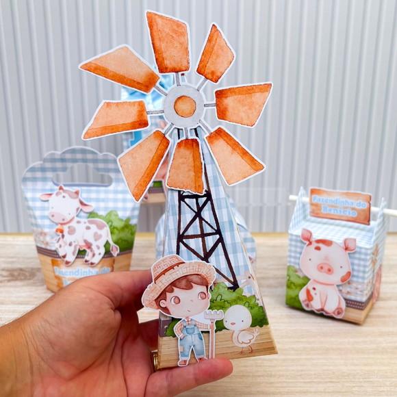 Kit Festa 15 Caixas Personalizada Fazendinha Menino Azul