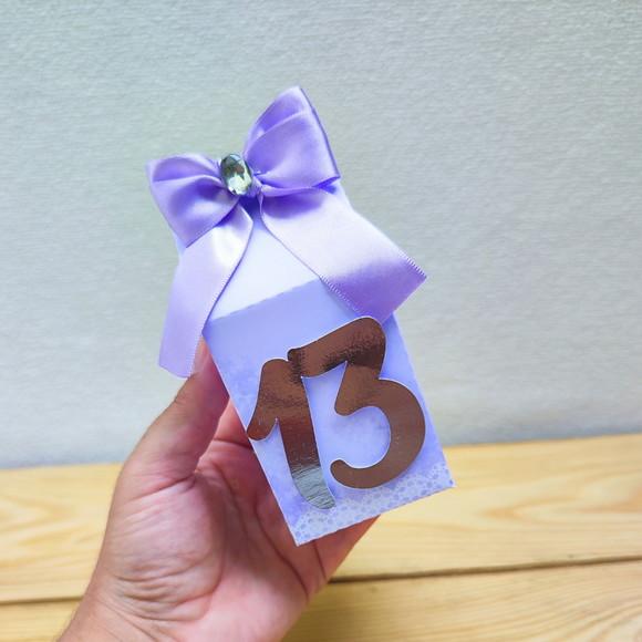 Kit Festa 15 Caixas Personalizadas Lilás e Prata