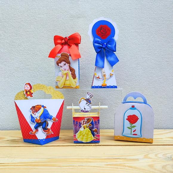 Kit Festa 20 Caixas Personalizadas a Bela e a Fera