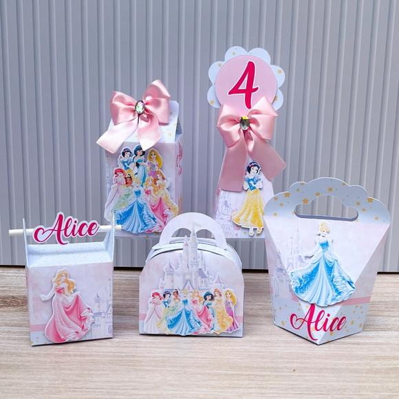 Kit Festa 20 Caixas Personalizadas as Princesas Disney