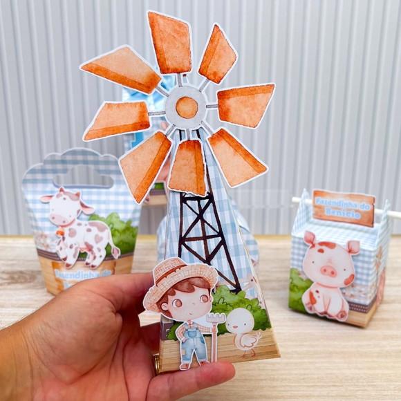 Kit Festa 20 Caixas Personalizadas Fazendinha Menino Azul