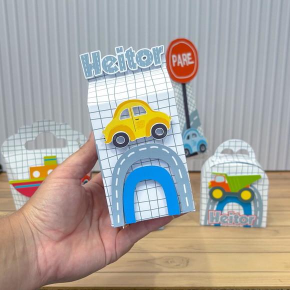 Kit Festa 20 Caixas Personalizadas Meios de Transportes