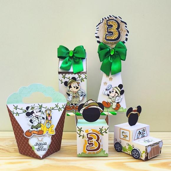Kit Festa 20 Caixas Personalizadas Michey Safari