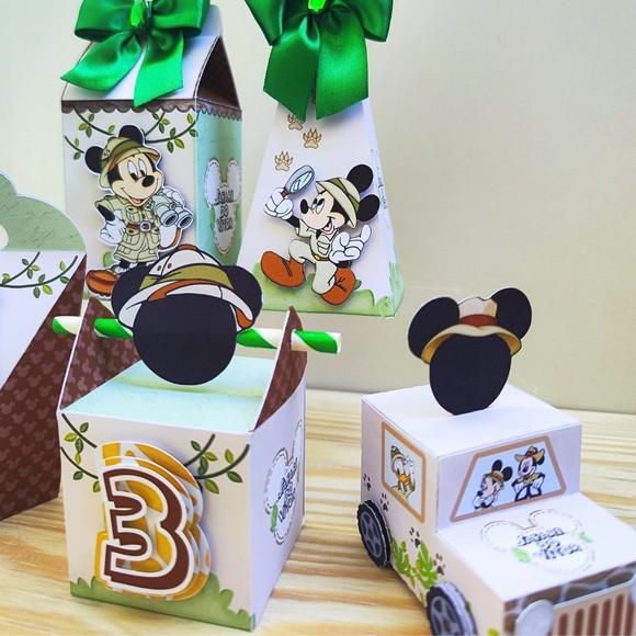 Kit Festa 20 Caixas Personalizadas Michey Safari