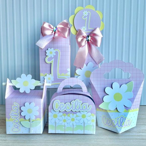 Kit Festa 30 Caixas Personalizadas Margaridas