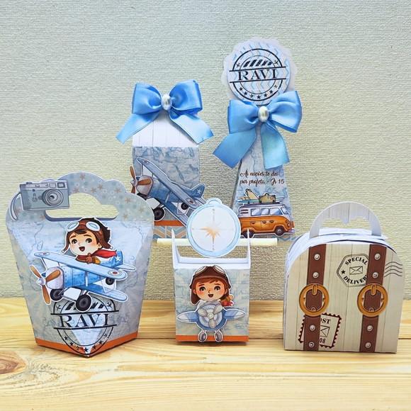 Kit Festa 30 Caixas Personalizadas Volta ao Mundo