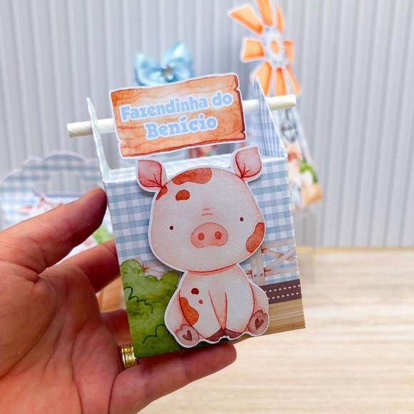 Kit Festa 40 Caixas Personalizadas Fazendinha Menino Azul