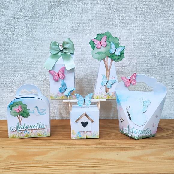 Kit Festa 50 Caixas Personalizadas Jardim das Borboletas