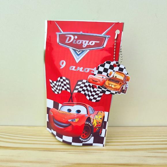 Saquinho Metalizado Carros Disney com Tag