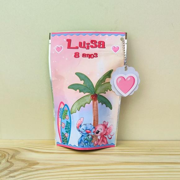 Saquinho Metalizado Médio Lilo e Stitch com Tag