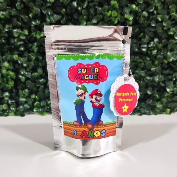 Saquinho Metalizado Super Mario Médio com Tag