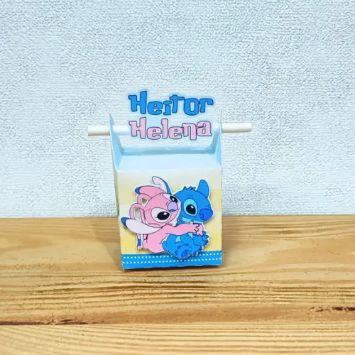 Caixa Canudo Stitch e Angel - Unissex