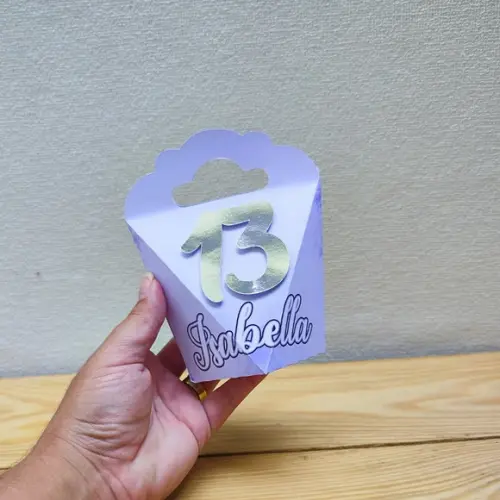 Caixa Coração Lilás e Prata