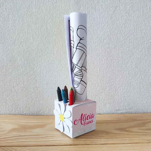 Caixa Cubo de Colorir Personalizada Margaridas