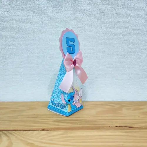 Caixa Pirâmide Stitch e Angel - Unissex