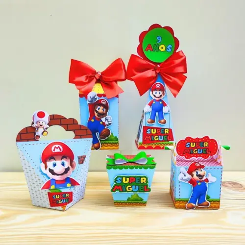 Kit 30 Caixas Personalizadas Super Mario