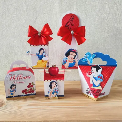Kit 40 Caixas Personalizadas Branca de Neve