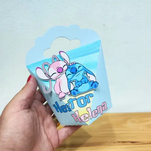Kit 40 Caixas Personalizadas Stitch e Angel