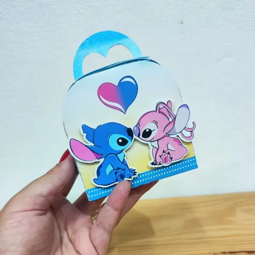 Kit 40 Caixas Personalizadas Stitch e Angel