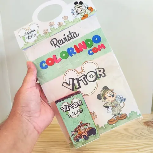 Kit de Colorir para Lembrancinha Mickey Safari
