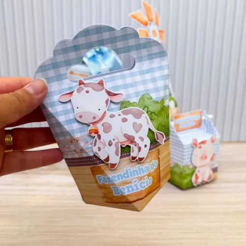 Kit Festa 15 Caixas Personalizada Fazendinha Menino Azul