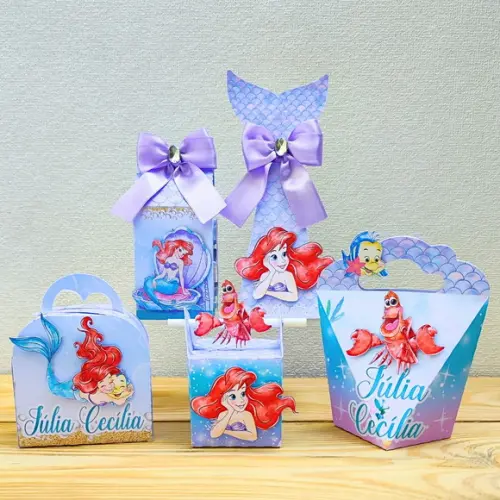 Kit Festa 15 Caixas Personalizadas a Pequena Sereia - Ariel