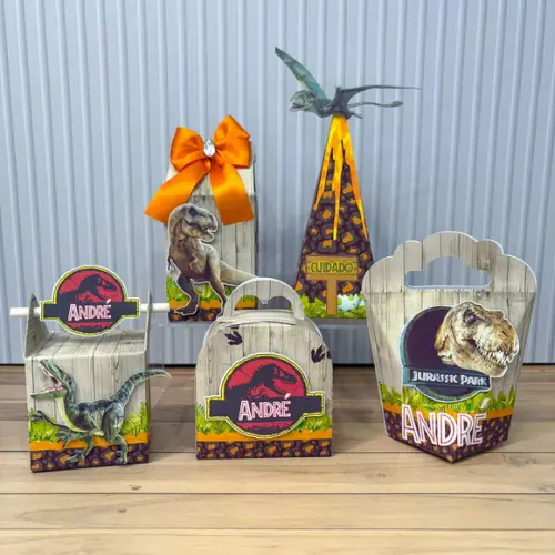 Kit Festa 15 Caixas Personalizadas Dinossauro Jurassic Park
