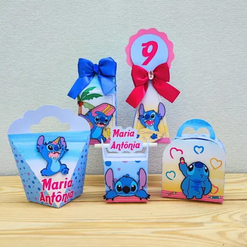 Kit Festa 15 Caixas Personalizadas Lilo e Stitch