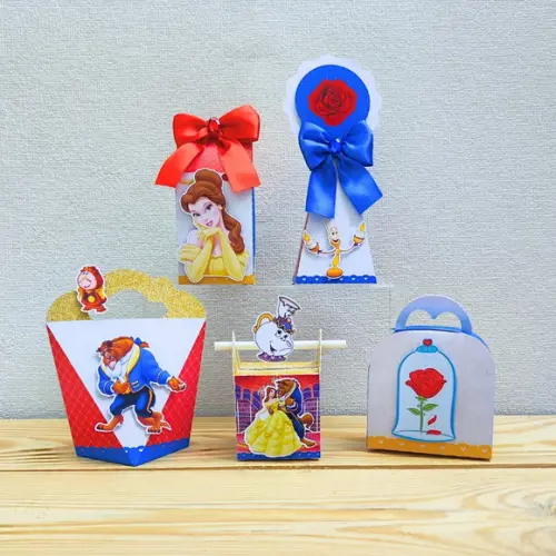 Kit Festa 20 Caixas Personalizadas a Bela e a Fera