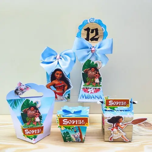 Kit Festa 20 Caixas Personalizadas Moana