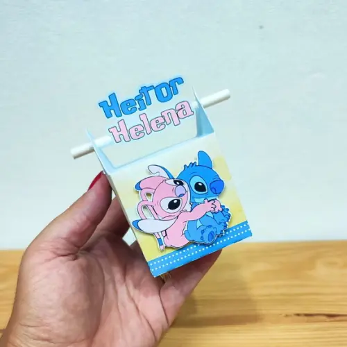 Kit Festa 20 Caixas Personalizadas Stitch e Angel