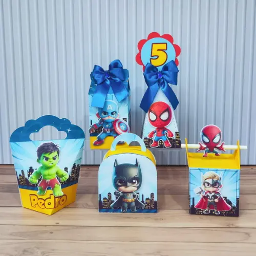 Kit Festa 20 Caixas Personalizadas Super Heróis Baby