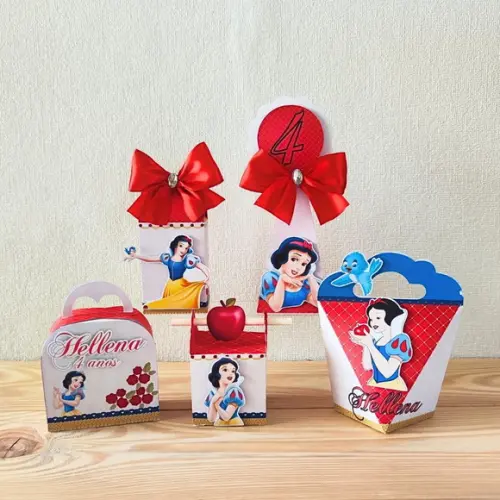 Kit Festa 30 Caixas Personalizadas Branca de Neve