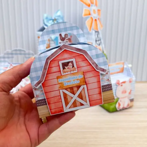 Kit Festa 30 Caixas Personalizadas Fazendinha Menino Azul