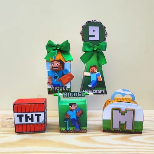 Kit Festa 30 Caixas Personalizadas Minecraft