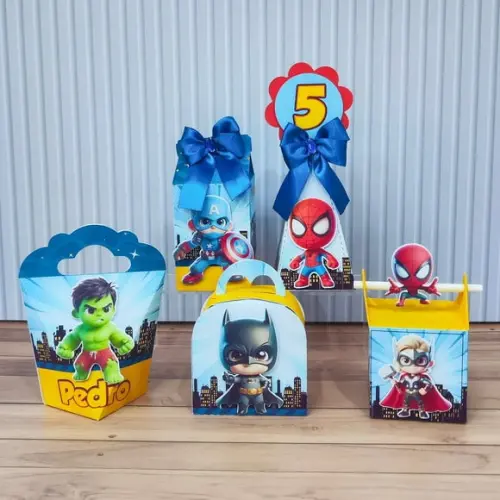 Kit Festa 30 Caixas Personalizadas Super Heróis Baby