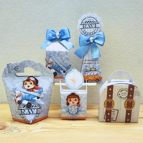 Kit Festa 30 Caixas Personalizadas Volta ao Mundo