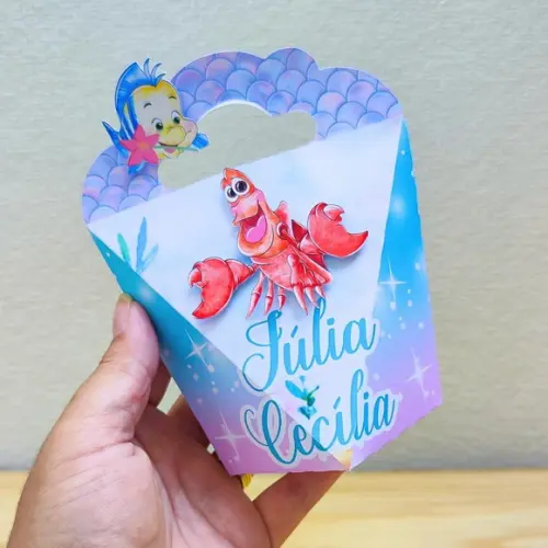 Kit Festa 40 Caixas Personalizadas Ariel Pequena Sereia