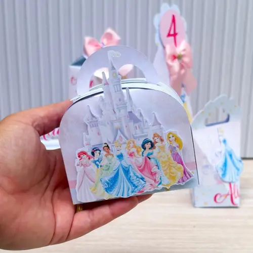 Kit Festa 40 Caixas Personalizadas as Princesas Disney