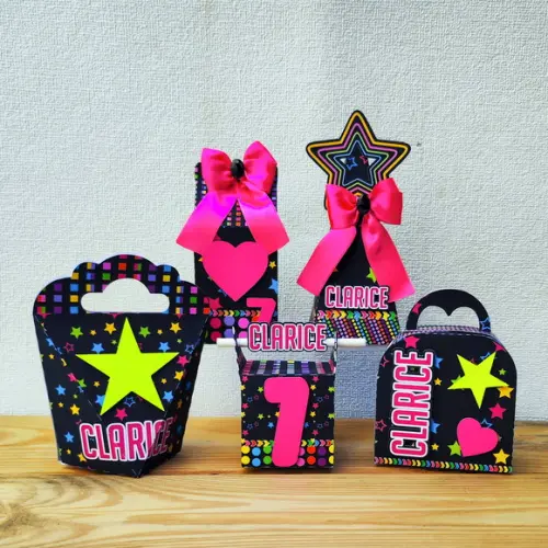 Kit Festa 40 Caixas Personalizadas Balada Neon