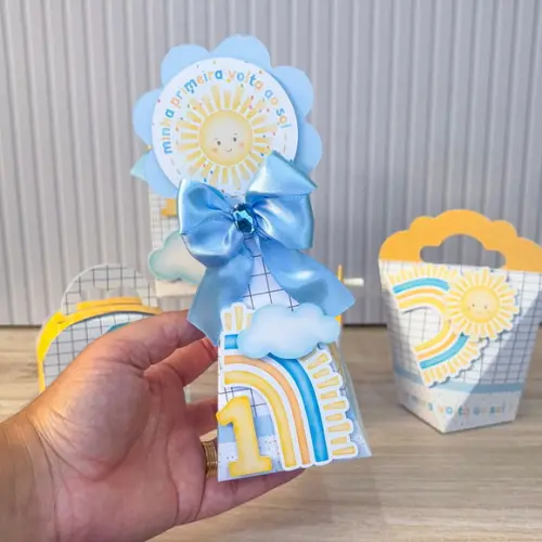 Kit Festa 40 Caixas Personalizadas Primeira Volta ao Sol