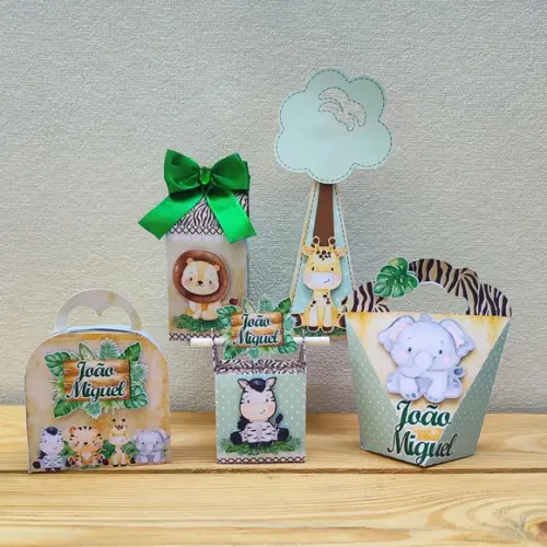 Kit Festa 40 Caixas Personalizadas Safari Menino