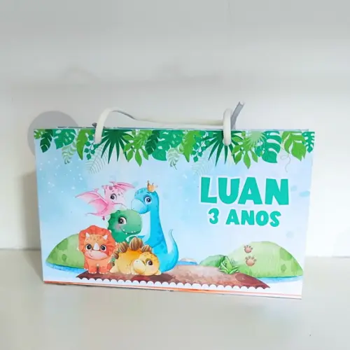 Sacola Tamanho G Personalizada Dinossauro Baby
