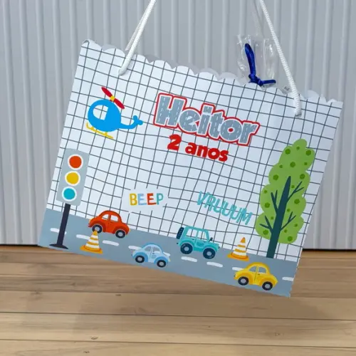 Sacola Tamanho G Personalizada Meios de Transportes
