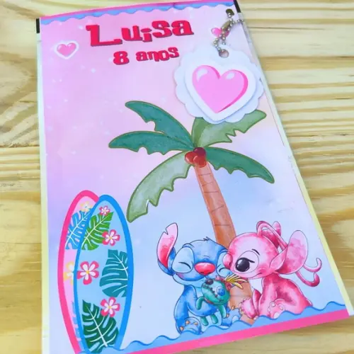 Saquinho Metalizado Médio Lilo e Stitch com Tag