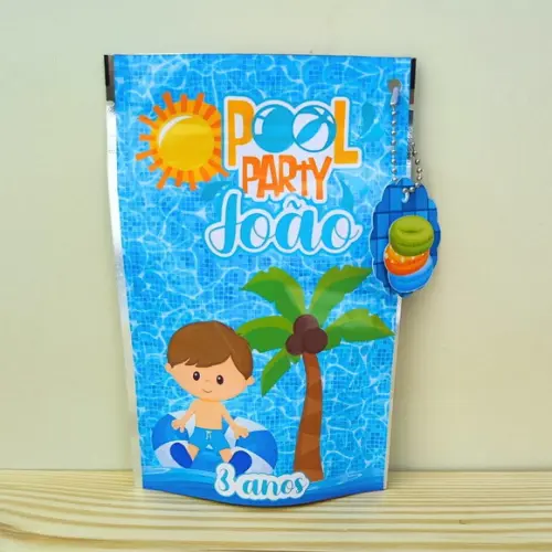 Saquinho Metalizado Pool Party Menino com Tag
