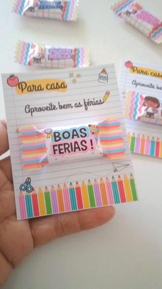 Lembrancinha para Alunos - Balinha com Card Boas Férias