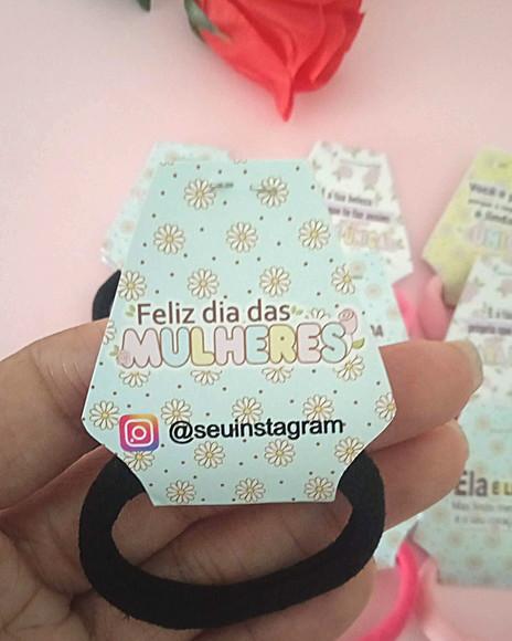 Tags com Xuxinha de Cabelo Personalizada Dia da Mulher