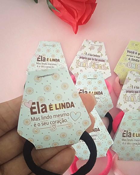 Tags com Xuxinha de Cabelo Personalizada Dia da Mulher