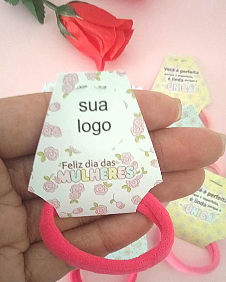Tags com Xuxinha de Cabelo Personalizada Dia da Mulher